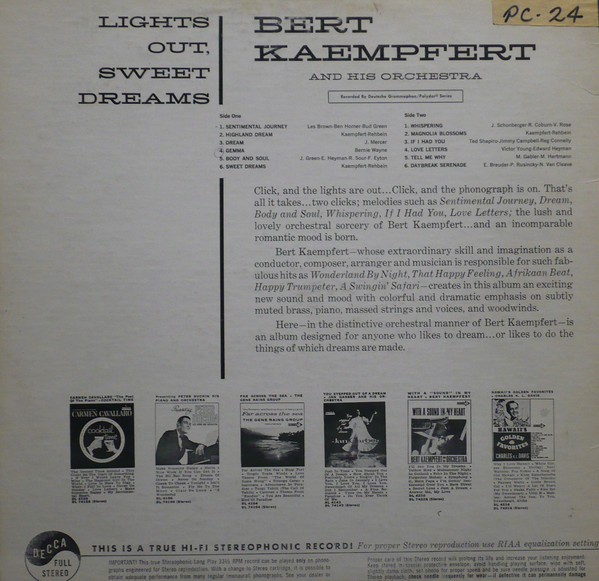 Bert Kaempfert And His Orchestra – Lights Out, Sweet Dreams